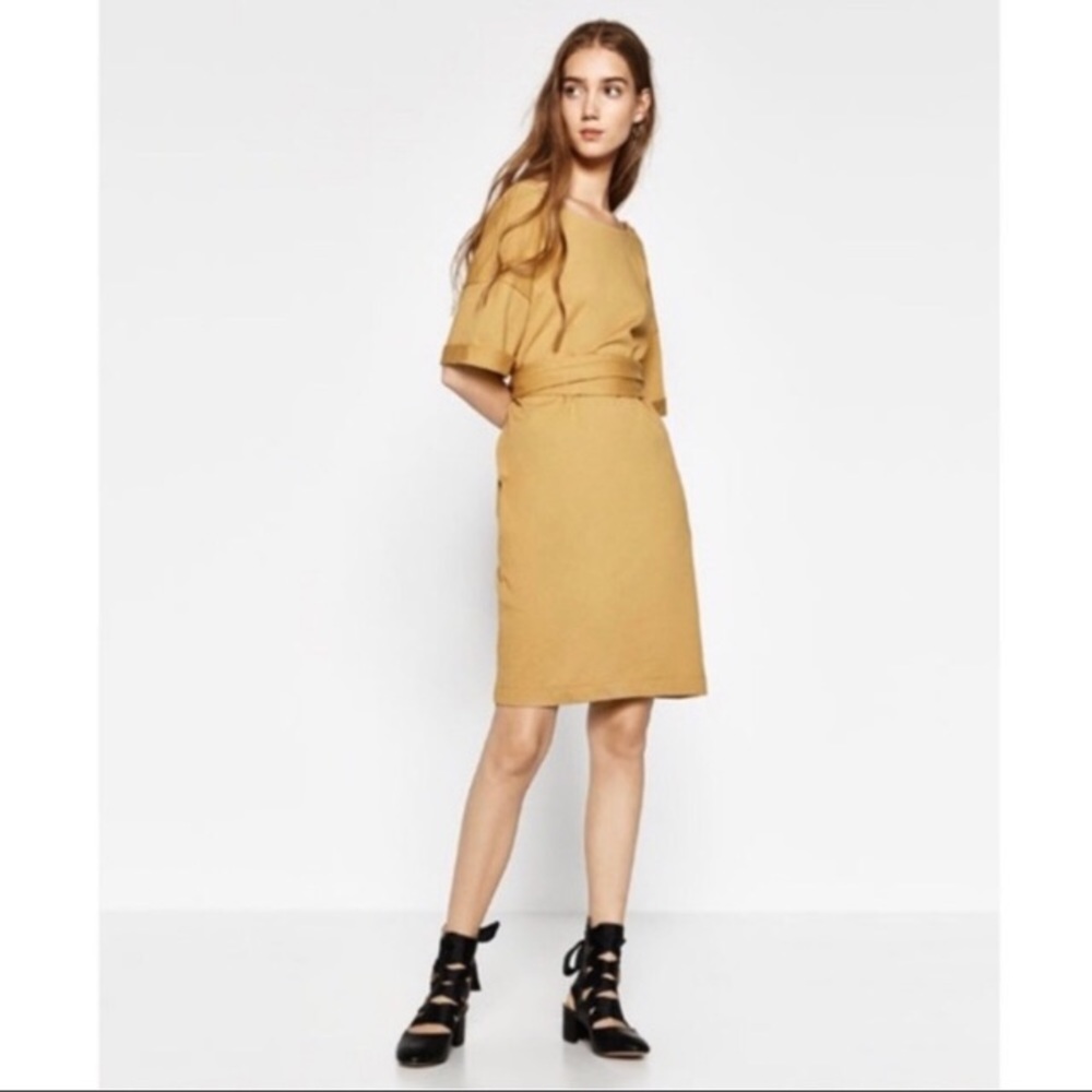 ZARA • cotton waist wrap dress